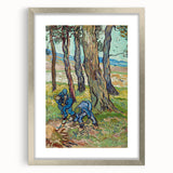 Extra large abstract art print of Van Gogh's style in silver frame, featuring textured brush strokes and vibrant colors.