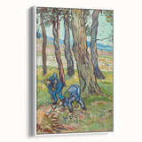 Vintage poster art of Van Gogh's painting on a large framed canvas, featuring vibrant color palette.