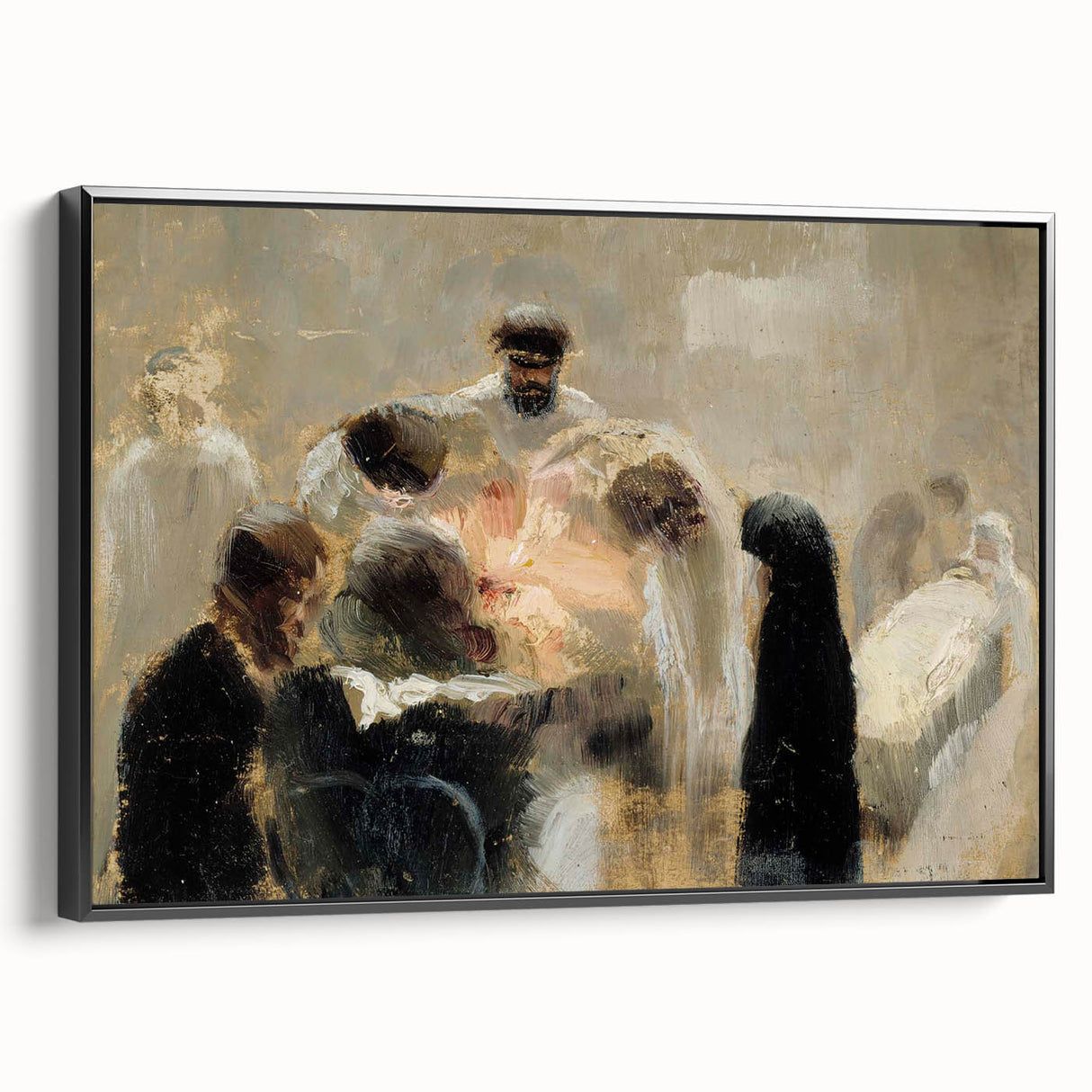 Modern Wall Art: Emotional Abstract Scene of Surgery in Muted Tones