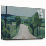 Modern Wall Art: Serene Countryside Landscape in Green and Blue