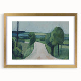 Modern Wall Art: Serene Countryside Landscape in Green and Blue
