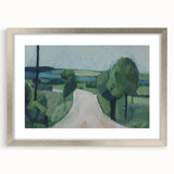 Modern Wall Art: Serene Countryside Landscape in Green and Blue