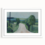 Modern Wall Art: Serene Countryside Landscape in Green and Blue