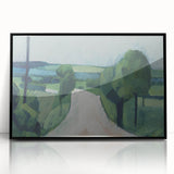 Modern Wall Art: Serene Countryside Landscape in Green and Blue