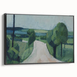 Modern Wall Art: Serene Countryside Landscape in Green and Blue