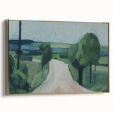 Modern Wall Art: Serene Countryside Landscape in Green and Blue