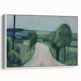 Modern Wall Art: Serene Countryside Landscape in Green and Blue