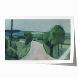 Modern Wall Art: Serene Countryside Landscape in Green and Blue