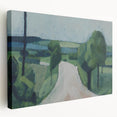 Modern Wall Art: Serene Countryside Landscape in Green and Blue