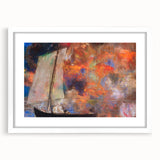 Modern Wall Art: Dreamy Sailing Scene with Vibrant Cloudscape