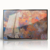 Modern Wall Art: Dreamy Sailing Scene with Vibrant Cloudscape