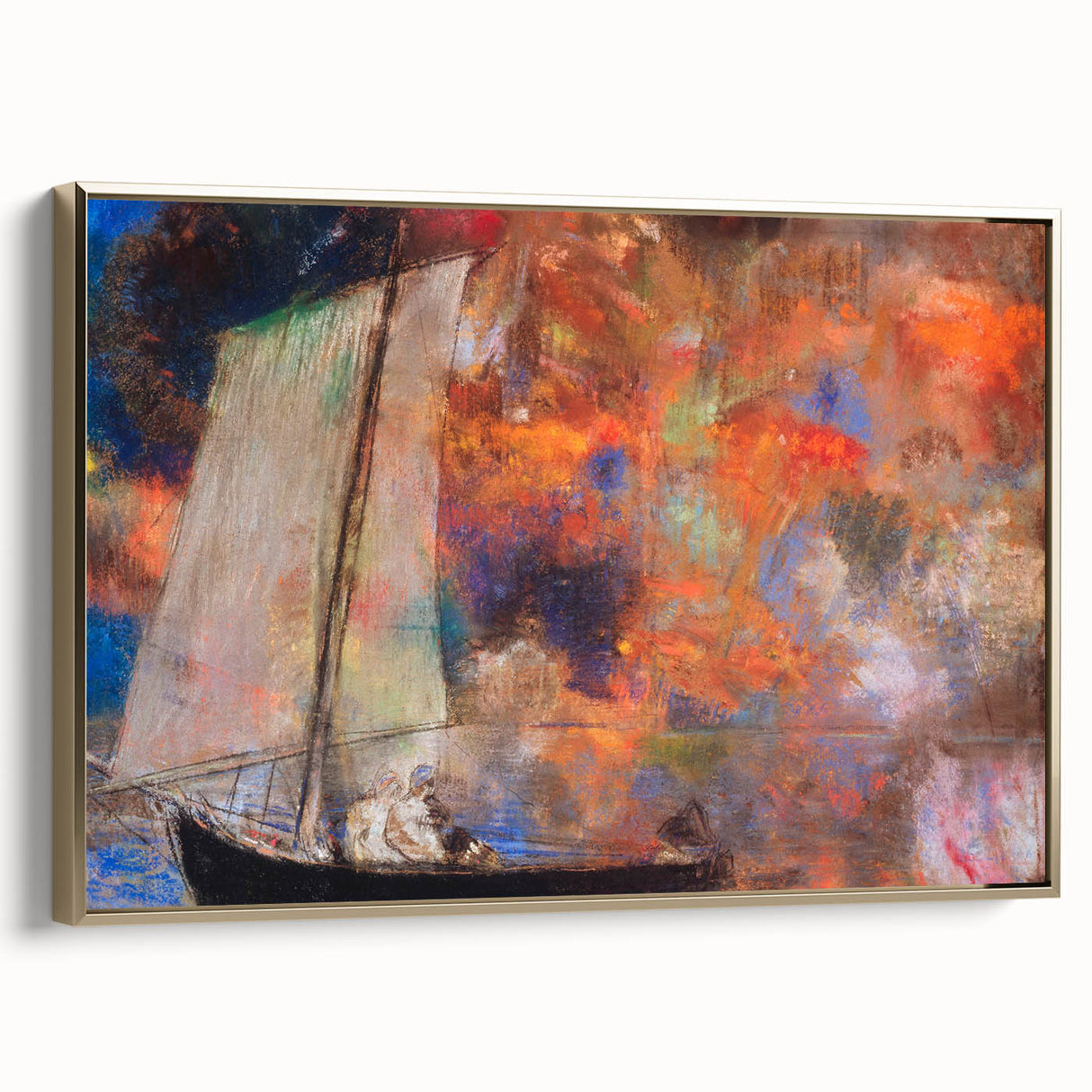 Modern Wall Art: Dreamy Sailing Scene with Vibrant Cloudscape