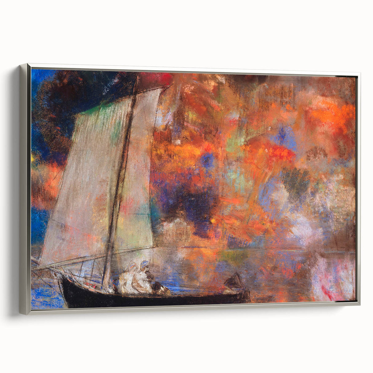 Modern Wall Art: Dreamy Sailing Scene with Vibrant Cloudscape