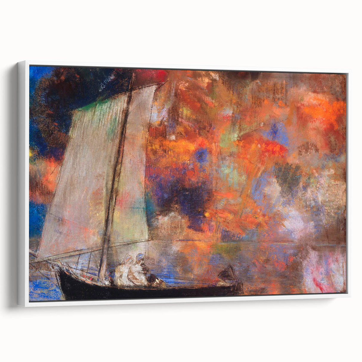 Modern Wall Art: Dreamy Sailing Scene with Vibrant Cloudscape