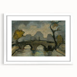 Modern Wall Art: Atmospheric Bridge Scene in Muted Gray Tones