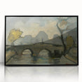 Modern Wall Art: Atmospheric Bridge Scene in Muted Gray Tones