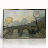 Modern Wall Art: Atmospheric Bridge Scene in Muted Gray Tones
