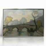 Modern Wall Art: Atmospheric Bridge Scene in Muted Gray Tones