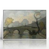 Modern Wall Art: Atmospheric Bridge Scene in Muted Gray Tones