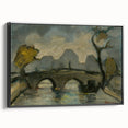 Modern Wall Art: Atmospheric Bridge Scene in Muted Gray Tones