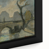Modern Wall Art: Atmospheric Bridge Scene in Muted Gray Tones