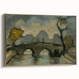 Modern Wall Art: Atmospheric Bridge Scene in Muted Gray Tones