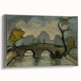 Modern Wall Art: Atmospheric Bridge Scene in Muted Gray Tones