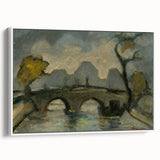 Modern Wall Art: Atmospheric Bridge Scene in Muted Gray Tones