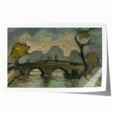 Modern Wall Art: Atmospheric Bridge Scene in Muted Gray Tones