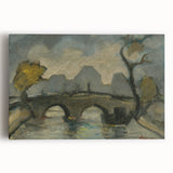 Modern Wall Art: Atmospheric Bridge Scene in Muted Gray Tones