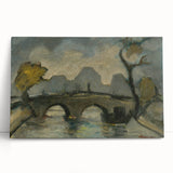 Modern Wall Art: Atmospheric Bridge Scene in Muted Gray Tones
