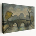Modern Wall Art: Atmospheric Bridge Scene in Muted Gray Tones