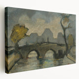 Modern Wall Art: Atmospheric Bridge Scene in Muted Gray Tones