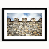 Elegant black-framed landscape artwork showcasing a majestic castle surrounded by lush greenery, ideal for home decor and enhancing living spaces.