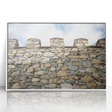 Framed acrylic artwork depicting a scenic landscape with a castle, featuring vibrant colors and intricate details, perfect for home decor and art enthusiasts.