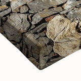 Close-up of a stretched canvas artwork depicting a vibrant landscape featuring a medieval castle surrounded by lush greenery and blue skies, perfect for home decor.