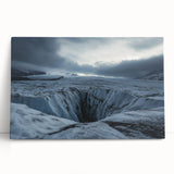 Stretched canvas art depicting a serene landscape scene with dramatic cliffs and a vibrant sky, ideal for modern home decor. Perfect for adding a touch of nature to any room.