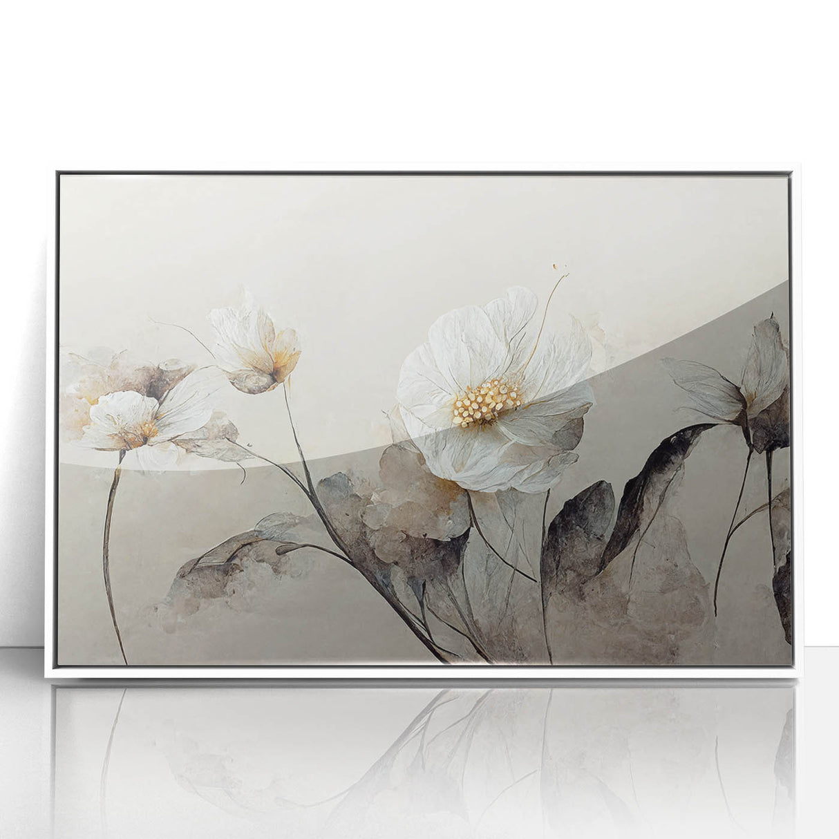 Elegant Floral Living Room Wall Art – Modern Framed Canvas Decor