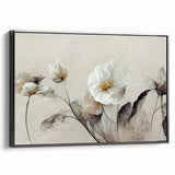 Elegant Floral Living Room Wall Art – Modern Framed Canvas Decor