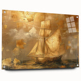 Golden Nautical Office Wall Art – Modern Corporate Decor