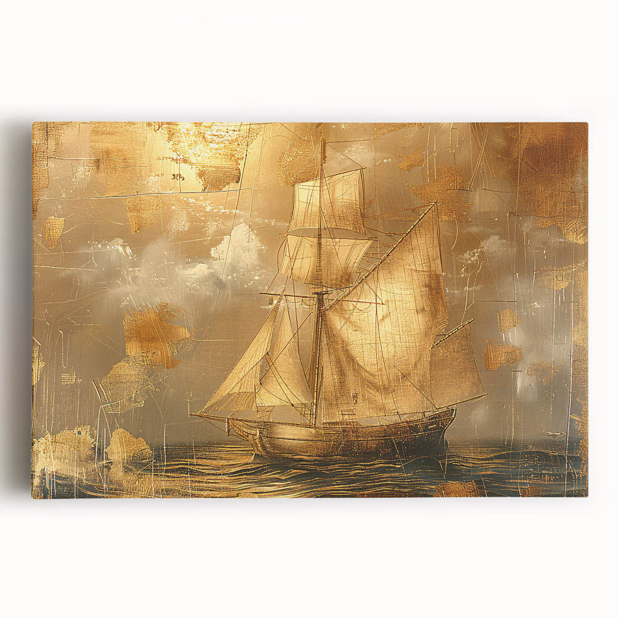 Golden Nautical Office Wall Art – Modern Corporate Decor