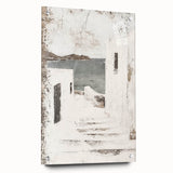 Abstract architectural wall art design displayed in a sleek acrylic glass frame, featuring vibrant colors and geometric shapes, ideal for modern decor settings.