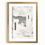 Abstract architectural wall art framed in gold, showcasing intricate geometric patterns with a modern aesthetic. Ideal for contemporary interior decor.