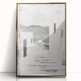 Framed abstract architecture wall art showcasing elegant gold accents, perfect for modern decor. This piece adds a sophisticated touch to any interior setting.