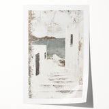 Abstract architecture wall art print showcasing vibrant geometric shapes and bold colors, rolled and ready for display in a modern interior setting.