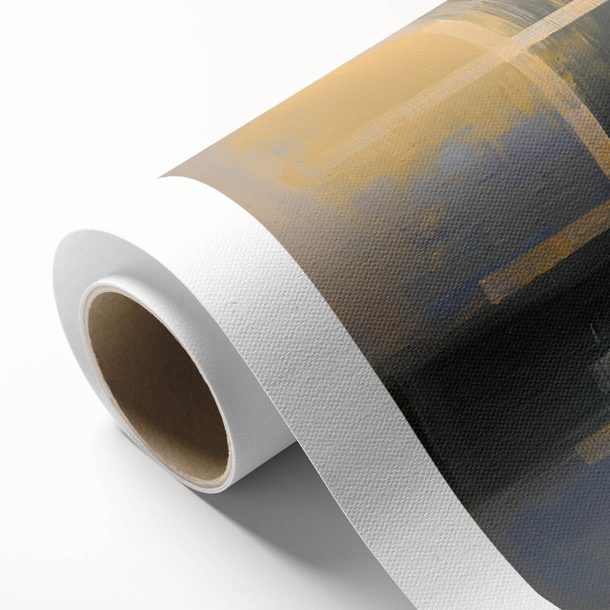 Abstract geometric rolled canvas artwork showcasing vibrant shapes and colors, perfect for modern decor. Packaged securely in a durable cardboard tube for safe delivery.