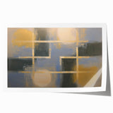 Abstract geometric rolled canvas print showcasing vibrant colors and intricate shapes, elegantly packaged in a protective cardboard tube, ideal for modern decor.