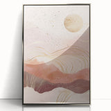 Framed acrylic wall art showcasing an abstract landscape design with silver accents, presented in a sleek front view, perfect for modern home decor.