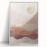 Framed abstract landscape wall art featuring vibrant colors, acrylic finish, and a modern white frame, perfect for enhancing contemporary home decor.