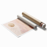 Abstract landscape wall art rolled print showcasing vibrant colors of blue and orange, featuring textured brush strokes and a serene nature scene, perfect for modern home decor.